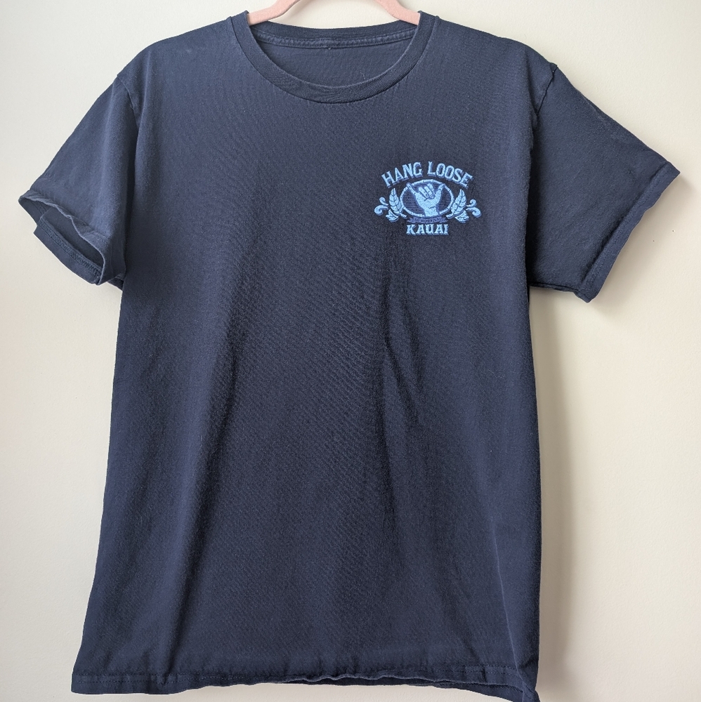 Hang Loose No Worries Kauai Navy Graphic T-Shirt Size Small